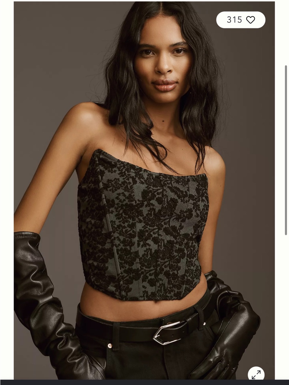 Anthropologie Black Floral Lace Corset Camisole